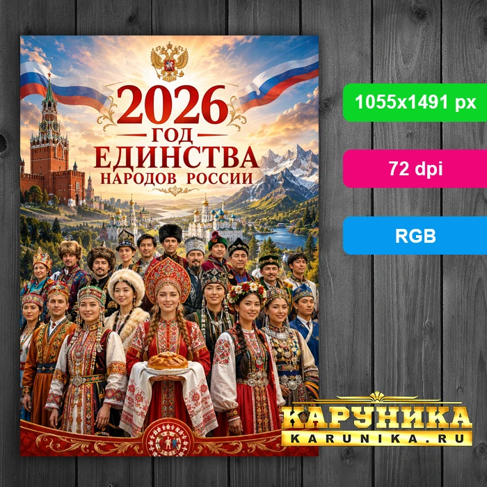 Стильный плакат «2026 - Год единства народов России»