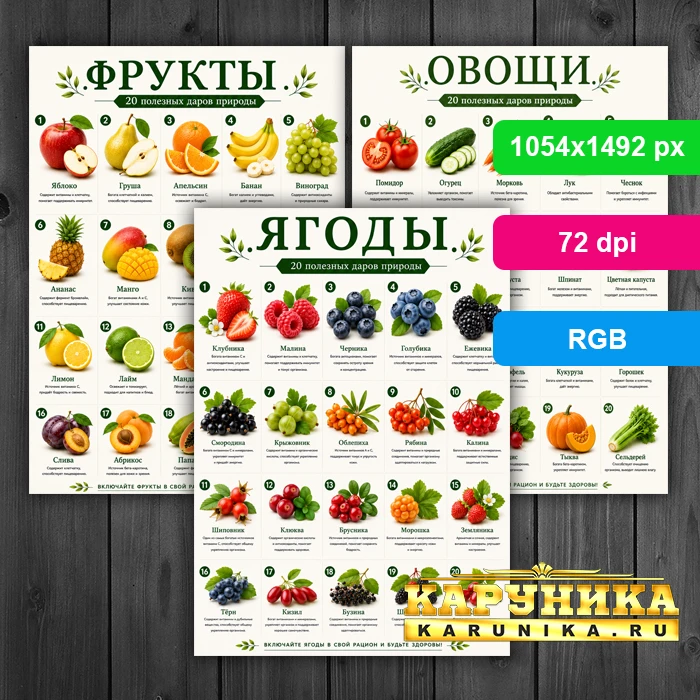 60 полезных даров природы на красивых плакатах