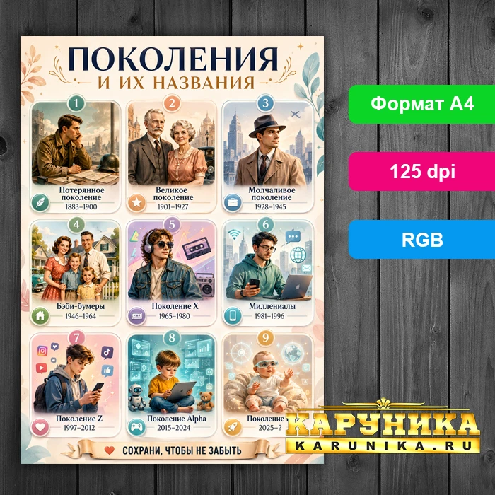 Все поколения на одном плакате - сохрани!