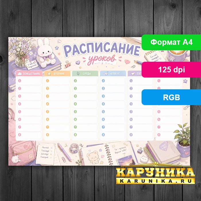 Милое расписание уроков - организуй учёбу стильно