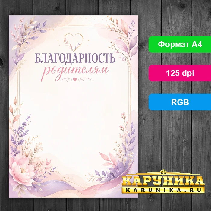 Благодарность родителям с цветочным оформлением