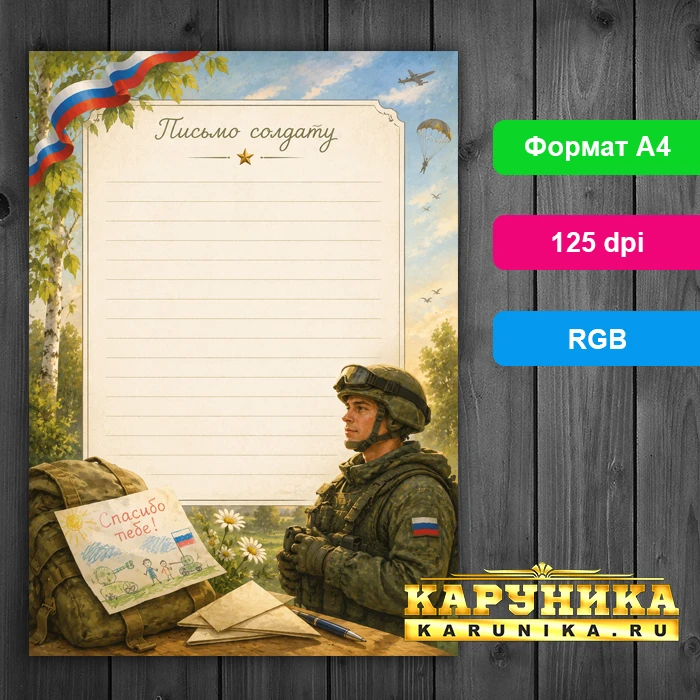 Патриотический шаблон письма военнослужащему РФ
