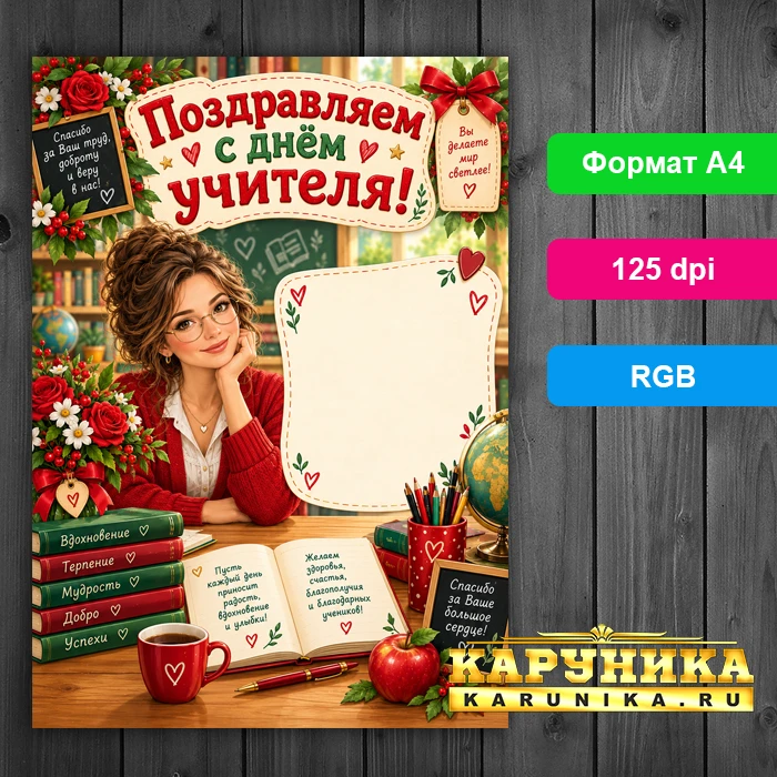 Уникальная открытка для любимого учителя