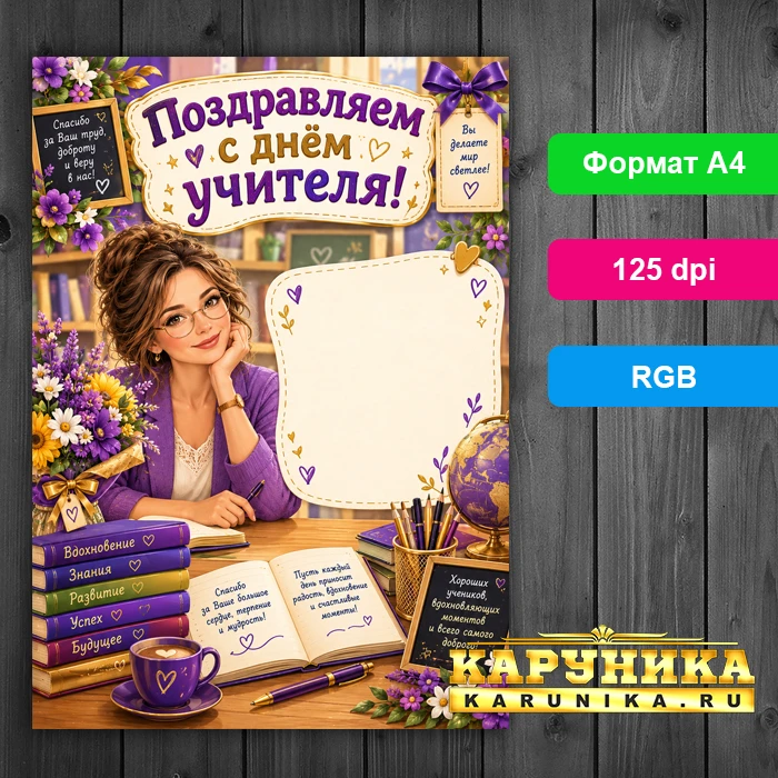 Поздравление с Днём учителя - готовый шаблон открытки