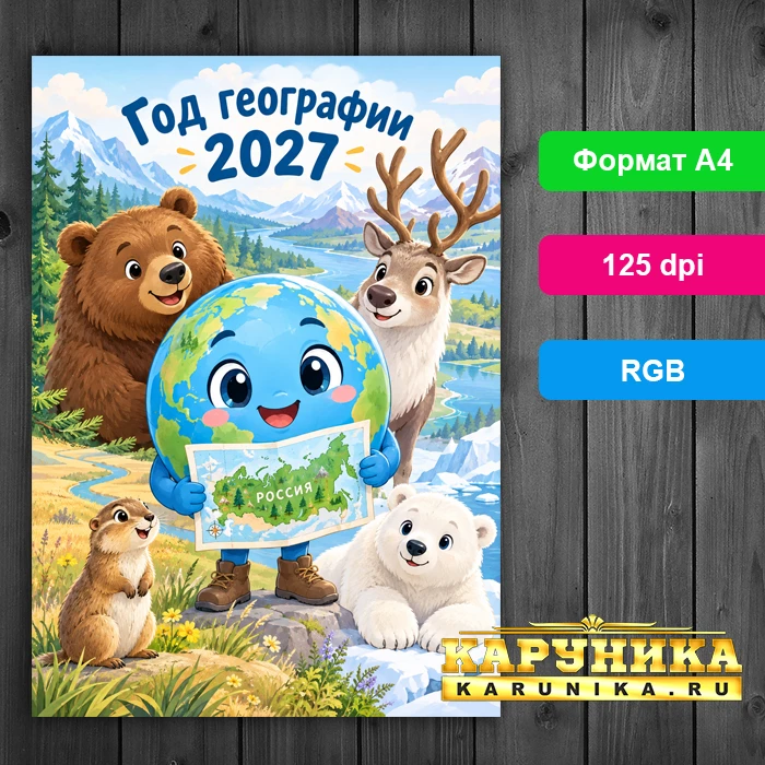 Яркий плакат Год географии 2027 для школы и дома