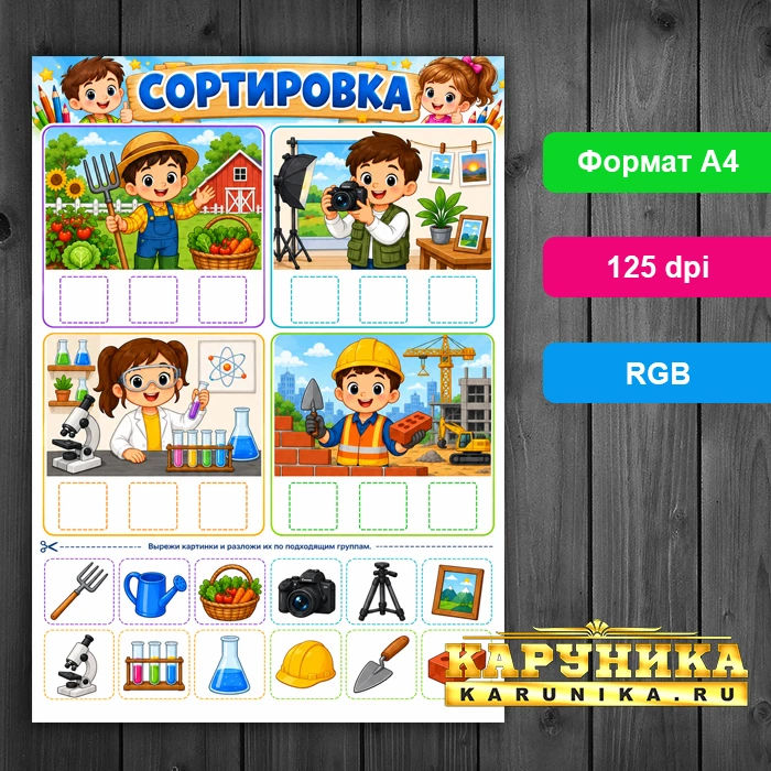 Игры на сортировку для дошкольников: профессии