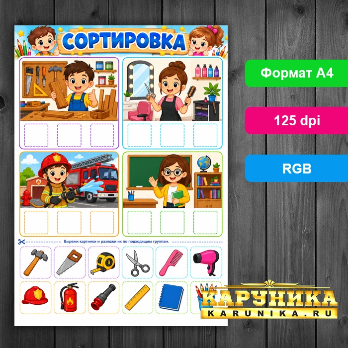 Игры на сортировку для дошкольников: профессии