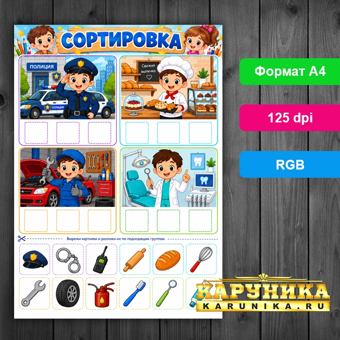 Игры на сортировку для дошкольников: профессии