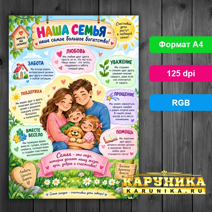 Красочный плакат Наша Семья - подарок для всей семьи