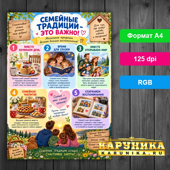 Яркая инфографика о семейных традициях для детей
