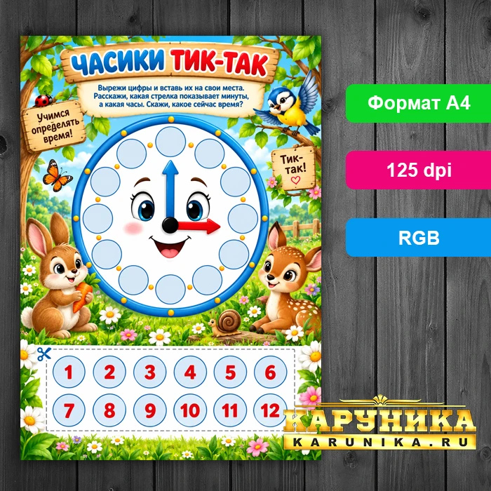 Часики Тик-Так - учим время играючи с любимыми зверятами