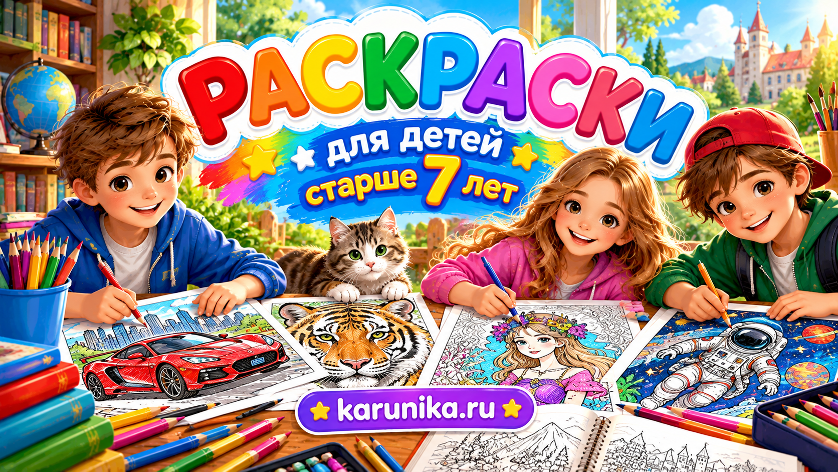 Раскраски для детей старше 7 лет